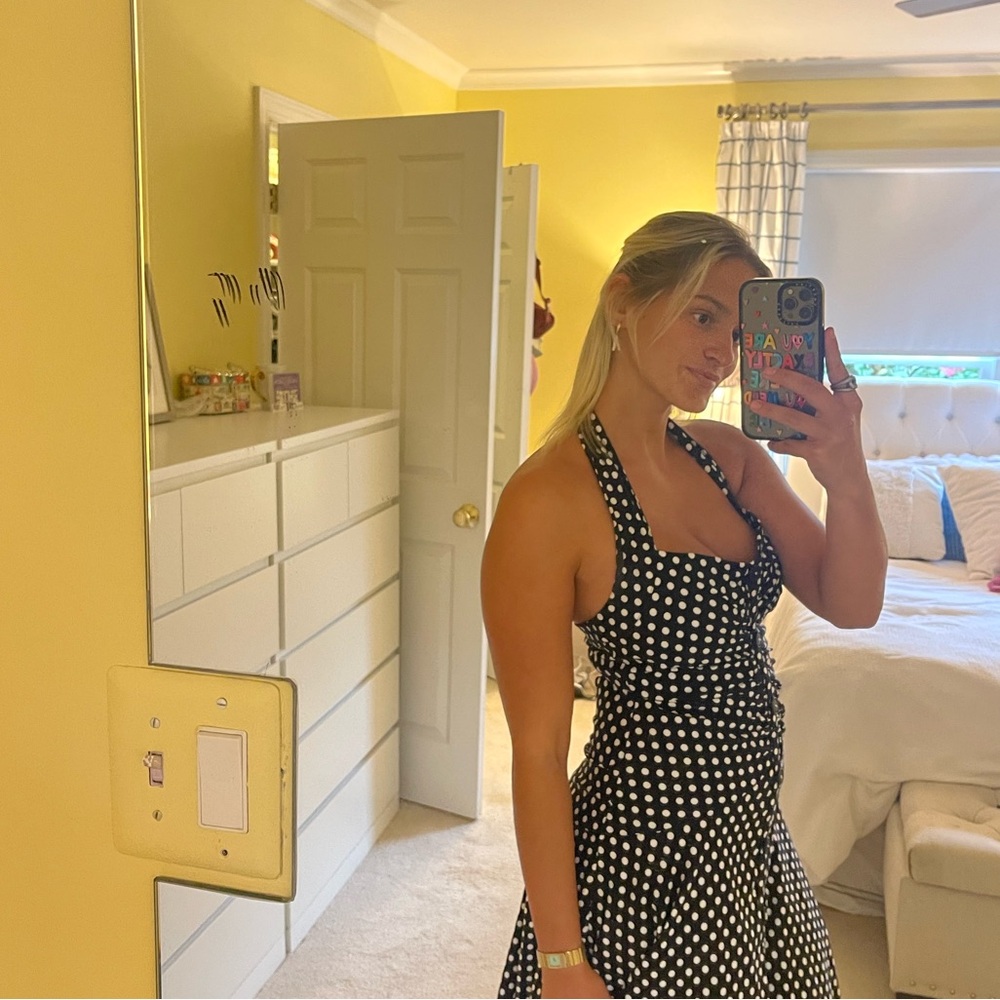 Anthropologie (Maeve brand) black and white polka dot dress! Sold out everywhere